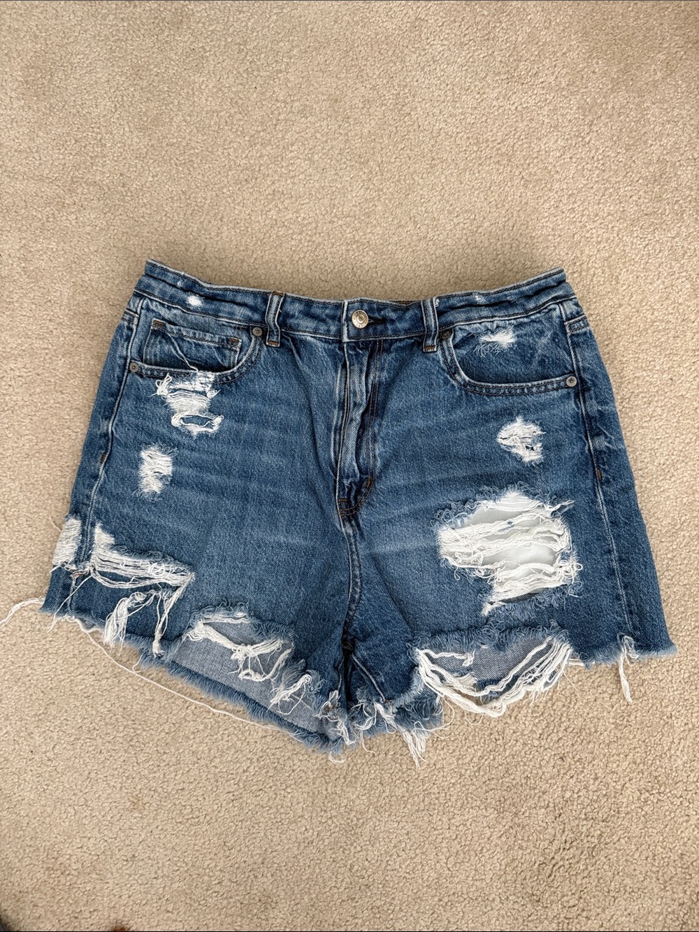American Eagle Outfitters Distressed Denim Shorts - Blue